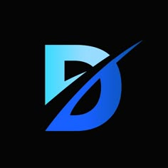 the letter d is made up of blue and black letters with an arrow on it