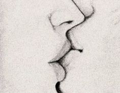 a black and white drawing of a woman's face with her hair blowing in the wind