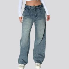 Be the trendsetter of 2023 Autumn-Winter season with our newest sanded baggy jeans for women! This timeless piece of fashion promises to be the standout hero of your wardrobe. perfectly combining the vintage style of the Y2K era with today's fashion ethos.Why You'll Fall In Love High-Waisted Baggy Jeans: Flaunt your curves in this vibrant high-waisted baggy jeans. designed to fit you perfectly and keep you comfortable. Sanded Finish: Its unique sanded finish brings an extra layer of depth. textu Trendy Baggy Dark Wash Flare Jeans, Baggy High Rise Flare Jeans For Streetwear, Winter Streetwear Baggy Jeans, Wide Leg Jeans For Winter Streetwear, Trendy Baggy Full-length Jeans, Trendy High Rise Winter Pants, High Waist Jeans For Winter Streetwear, Non-stretch Wide Leg Jeans For Streetwear, Trendy Winter Cargo Jeans