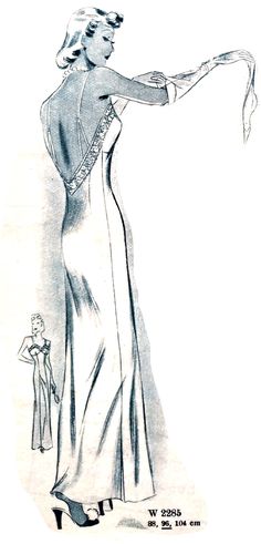 a drawing of a woman in a long dress with her hand on the back of her shoulder