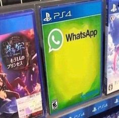 several video games are on display for sale in a game store, with the caption whatsapp