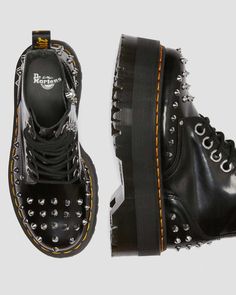 Jadon Max, Platform Boots Black, Goth Shoes, Black Dr Martens, Hype Shoes, Studded Boots, Aesthetic Shoes, Looks Chic