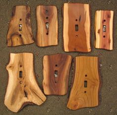 eight wooden pieces of wood with holes in them