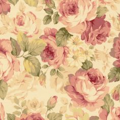 an old fashioned wallpaper with pink roses on it