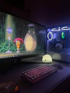 a desktop computer sitting on top of a desk next to a keyboard and monitor screen