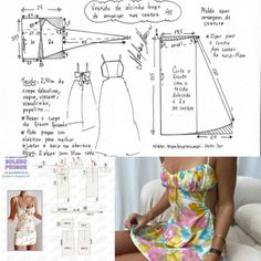 a woman's dress pattern is shown with instructions to make it