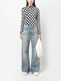 MM6 Maison Margiela high-rise wide-leg Jeans | Blue | FARFETCH