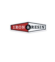 iron and resinin patch with the word iron and resinin in black on red