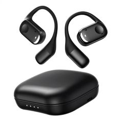 an image of a pair of black ear buds