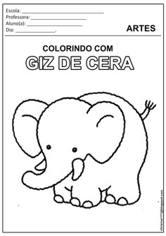 an elephant coloring page with the words, arties and pictures in spanish on it