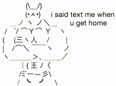 an image with the words i said text me when u get home written in japanese