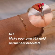 Introducing our DIY Permanent Bracelet - the perfect blend of elegance and personal touch. Crafted with exquisite 14K Gold Filled materials, this bracelet is not just a piece of jewelry; it's a heartfelt creation, making it the best gift for yourself or your loved one. Empower your creativity as you make your own masterpiece - no jeweler needed! With easy-to-use jump rings that simply require a gentle squeeze, putting on this bracelet becomes a breeze. Elevate your style and give the gift of mea Diy Permanent Bracelet, Diy Permanent Jewelry, Permanent Bracelet, Bracelet Kit, Gold Armband, Bracelet Kits, Bracelets Gold, Heart Chain, Heartfelt Creations