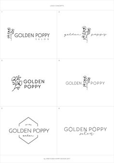 four different logos with flowers on them, one for golden poppy and the other for golden poppy