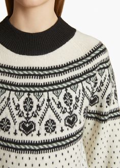 A plush and lofty cashmere pullover that brings together charming motifs inspired by vintage Fair Isle knits. Framed by contrast ribbing. Guy Sweater, Vintage Fair Isle, White Cashmere Sweater, Fall Knit Sweater, Womens Knit Sweater, Fall Knitting, Leather Outerwear, Camel Sweaters, Cashmere Blend Sweater