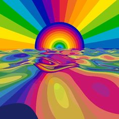 Rainbows everywhere! Rainbow Gif, Art Fractal, Posca Art, Rainbow Aesthetic, Illusion Art, Rainbow Art, Trippy Art, Op Art, Fractal Art