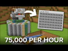 an image of a minecraft house with the words 75, 000 per hour