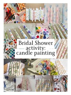 the bridal shower activity candle painting is shown with many different colors and designs on it