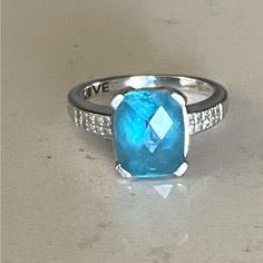 14k White Gold Diamond Ring With Love Imprinted. 0.1oz Weight. 14k White Gold Diamond Ring, Gold Diamond Ring, White Gold Diamonds, Blue Gold, Blue Topaz, Diamond Rings, Gold Diamond, Topaz, With Love