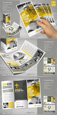 a brochure is shown with yellow accents