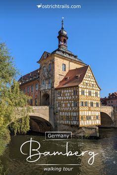 Fachwerk building on the river in Bamberg Austria