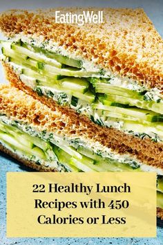 a sandwich cut in half with the words 21 easy spring lunches to pack for work