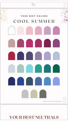 Cool Summer Season Color Palette, Summer Color Palette Nails, Summer Color Analysis Palette, Cold Summer Color Palette Outfits, Cool Summer Pallet Outfits, Winter Vs Summer Color Analysis, Cool Summer Color Palette Wardrobe, Cold Summer Color Palette, Cool Summer Hair Color Palette