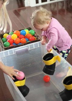 Infant Classroom, Baby Sensory Play, Baby Play Activities, Toys By Age, Baby Learning Activities, Ball Drop, Toddler Play, Toddler Learning Activities, Toddler Fun