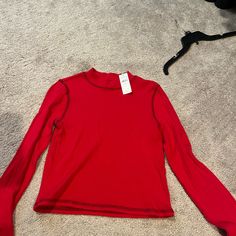 Long Sleeve Shirt. Slight Turtle Neck. Nwt Trendy Red Stretch Tops, Stretch Red Top For Spring, Red Stretch Tops For Spring, Stretch Red Tops For Spring, Trendy Stretch Red Tops, American Eagle Outfitters, American Eagle, Long Sleeve Tees, Long Sleeve Shirts