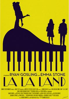 a movie poster with people standing on top of a piano