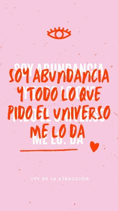 the words are written in spanish on a pink background with hearts and an angel above it