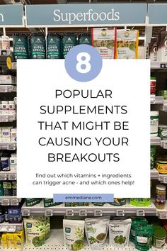 Are your vitamins, supplements, and protein powders causing your breakouts? Here are 8 common ingredients to watch out for - plus 10 choices that are great for your acne-prone skin! Too Much Vitamin D, Amazing Grass, Acne Skincare Routine, Liver Support, Sweat Gland, Protein Powders, Prenatal Vitamins, Vitamins And Supplements, Hormonal Acne