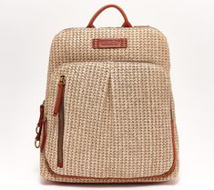 Carry everything you need comfortably and in style with this raffia and leather backpack. The zippered main compartment secures your belongings, while an additional zippered compartment gives you easy access to your essentials. From American Leather Co. Casual Rectangular Leather Backpack For Errands, Casual Backpack With Leather Handles For On-the-go, Woven Travel Backpack, Woven Standard Backpack For Travel, Casual Leather Backpack With Zipper Closure For Errands, Casual Leather Backpack With Zipper For Errands, Casual Leather Trim Standard Backpack, Beige Travel Backpack With Leather Handles, Beige Leather Trim Backpack For Travel