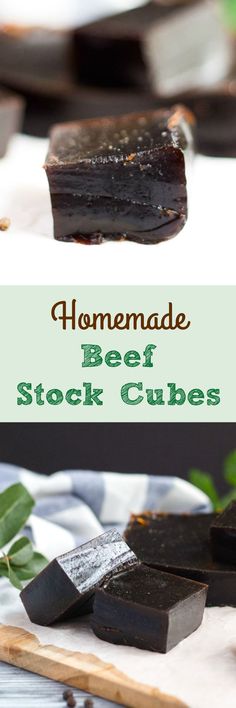 homemade beef stock cubes on a cutting board