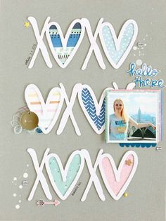 scrapbook page with heart shapes and photos