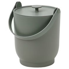 a large gray pot with a handle on it