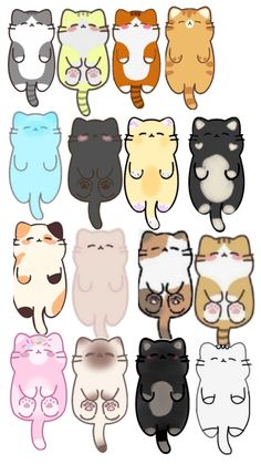 a bunch of cats that are all different colors