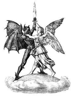 Art For Tattoos Drawings, Shoulder Upper Arm Tattoo Men, Top G Tattoo, Angel And Demon Illustration, Angel And Demons Tattoo, Unconventional Tattoos, Angel And Demon Drawing, Nephilim Tattoo, Mystic Tatoos