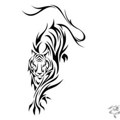 a black and white tiger tattoo design