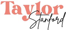 the taylor stanford logo is shown in black and pink