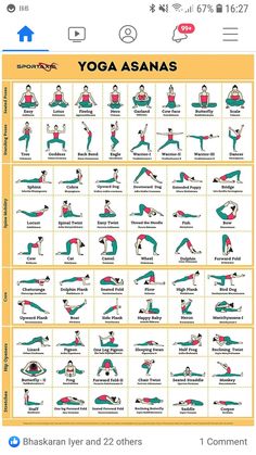 the yoga asasans chart shows how to do it and what to do them