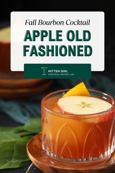 an apple old fashioned cocktail on a plate