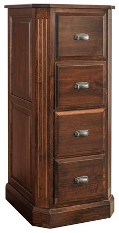 a wooden cabinet with three drawers on one side and an open drawer on the other