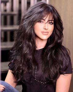 Long Hair With Bangs And Layers, Layered Haircuts With Bangs, Layered Hair With Bangs, Layered Hairstyles, Haircut Styles, Wavy Hairstyles, Long Layered Haircuts, Hair With Bangs, Hair Bangs