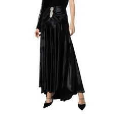 This black crystal-embellished flared maxi skirt from Paco Rabanne is sweeping, flowing and full of gothic romantic energyHigh waistConcealed fasteningFlared styleLong lengthCrystal embellished detail to the front.Composition: Viscose 100%Designer Style ID: 19HCJU064VI0229Dry Clean Only Black Luxury Long Skirt, Luxury Black Long Skirt, Luxury Long Black Skirt, Voluminous Asymmetrical Maxi Skirt For Evening, Elegant Embellished Long Skirt, Glamorous Asymmetrical Skirt For Evening, Luxury Black Skirt For Cocktail Events, Embellished Long Evening Skirt, Glamorous Floor-length Maxi Skirt For Evening