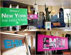 new york the emiy state is displayed in three different photos, including statue of liberty