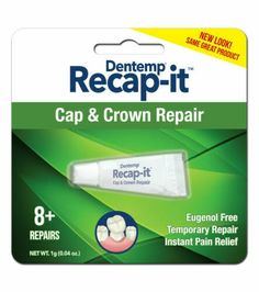 DENTEMP RECAP-IT CAP AND CROWN REPAIR 1 Gram Over 8+ Repairs Pack Of SIX Tubes Cement Repair, Dental Cement, Teeth Caps, Tooth Repair, Loose Tooth, Oil Pulling, No Waste, Oral Hygiene, Oral Care