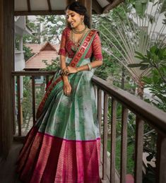 Pattu Lehenga Half Saree, Studio 149, Pink Half Sarees, Silk Half Saree, Lehenga Saree Design, Boutique Studio, Bridal Sarees South Indian, Half Saree Lehenga, Indian Bridal Sarees