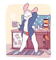 a cartoon bunny standing in front of a tv