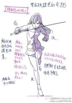 the drawing shows how to draw an anime character