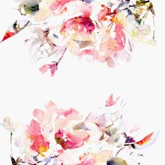 watercolor painting of pink flowers on white background